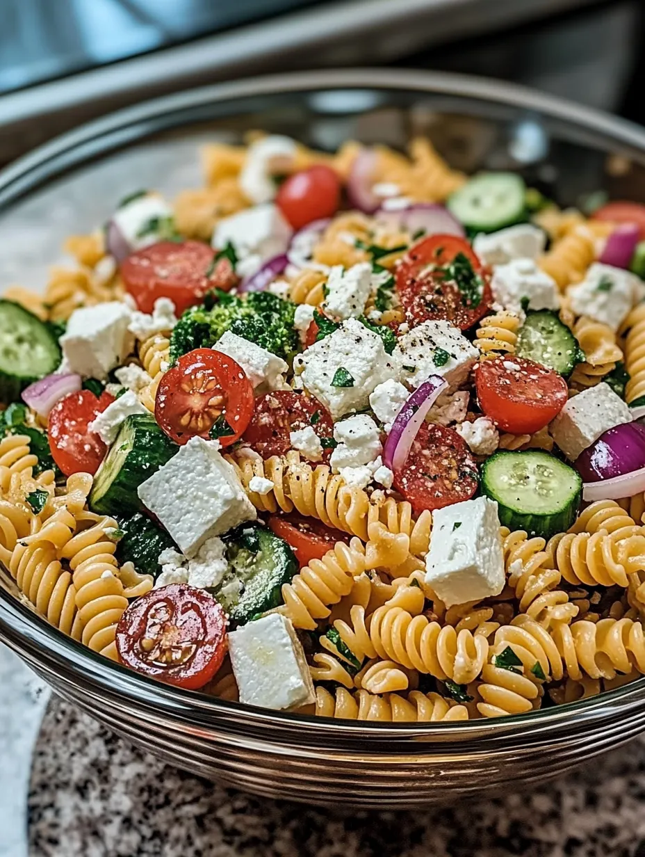 Une assiette de macaroni avec des légumes et des tomates.