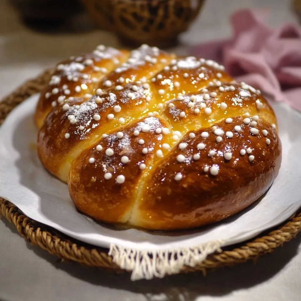 Une baguette dorée saupoudrée de sucre cristallisé avec des grains de café.