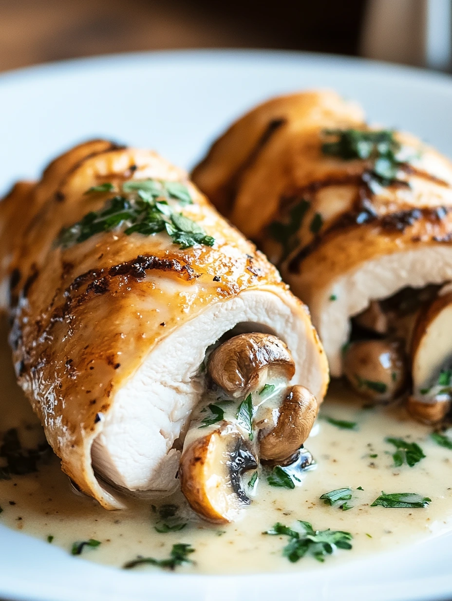 Roulade Poulet aux Épinards Champignons
