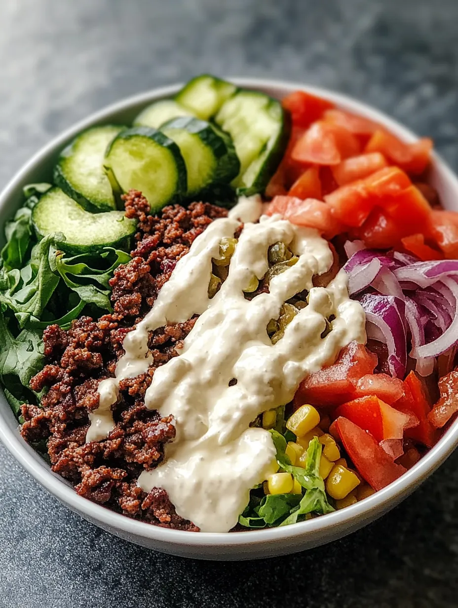 Une assiette contenant une salade composée de tomates, de concombre, de chou et de viande.