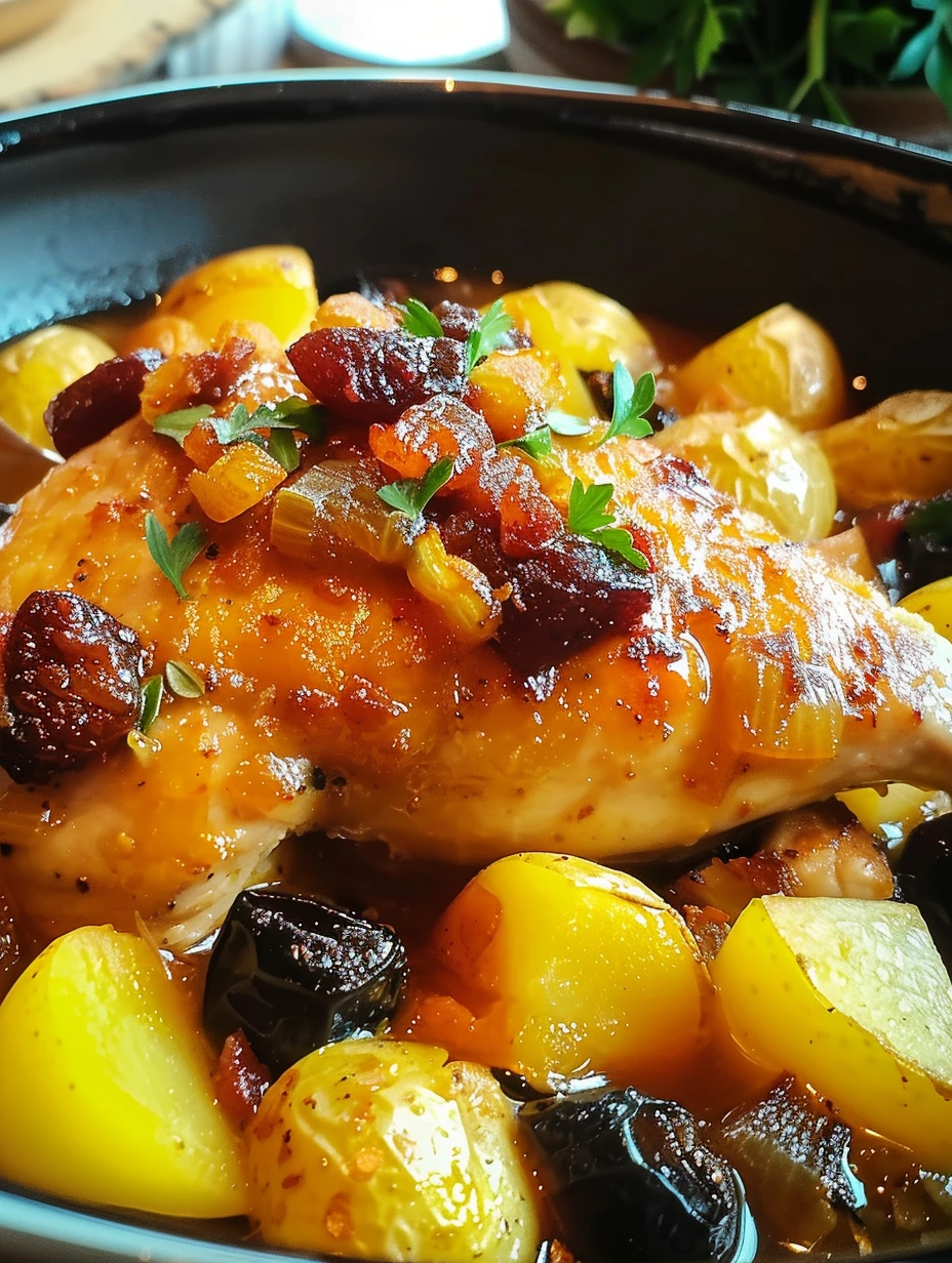Tajine poulet avec fruits secs marocain