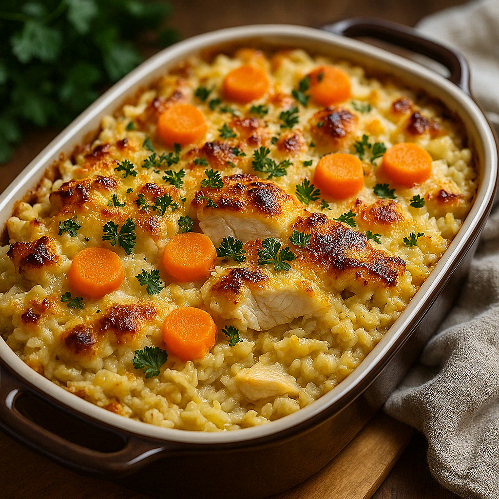 Un plat de riz au poulet servi dans un bol sur une table rustique.