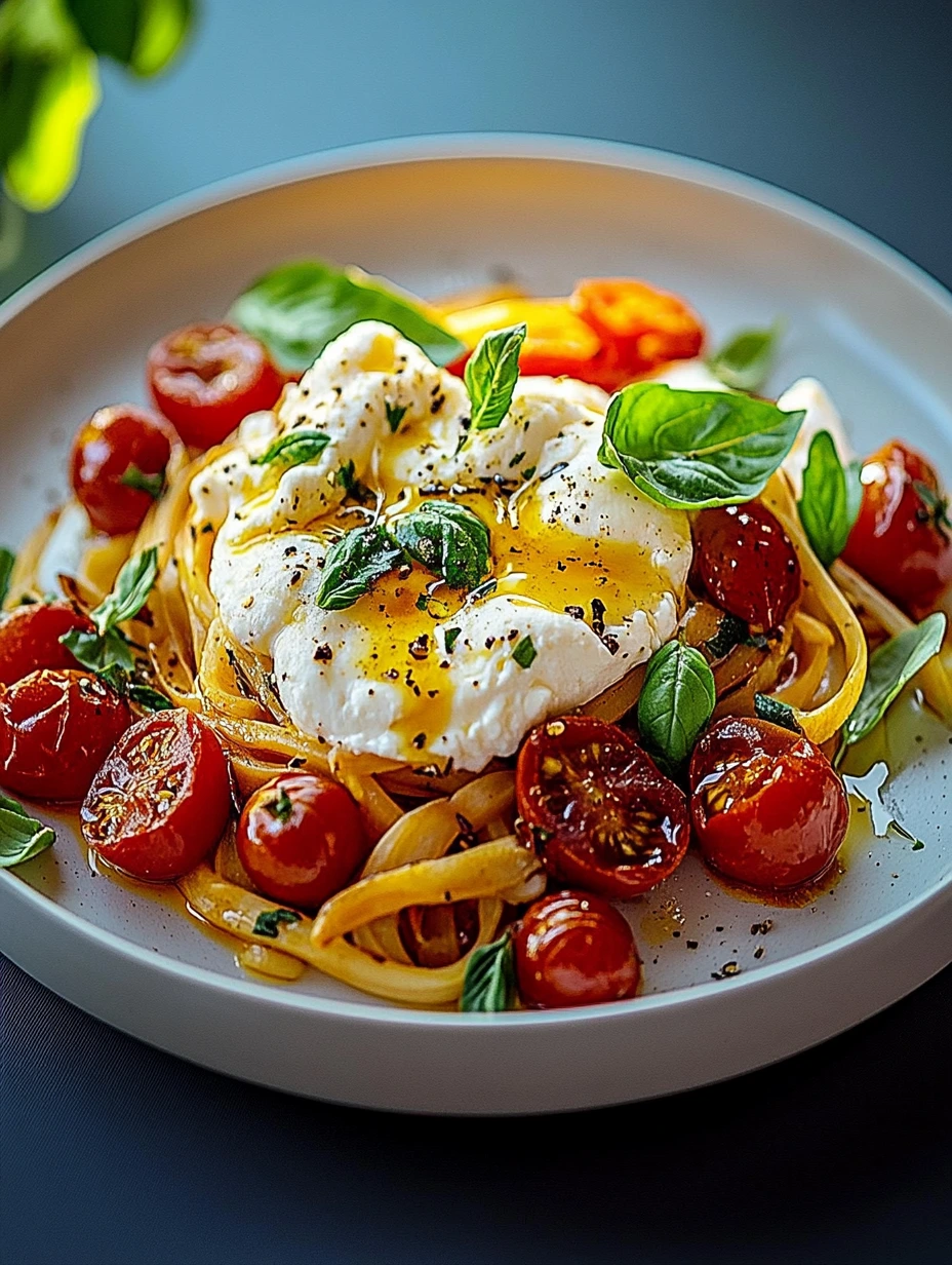 Pâtes à la burrata et tomates confites facile