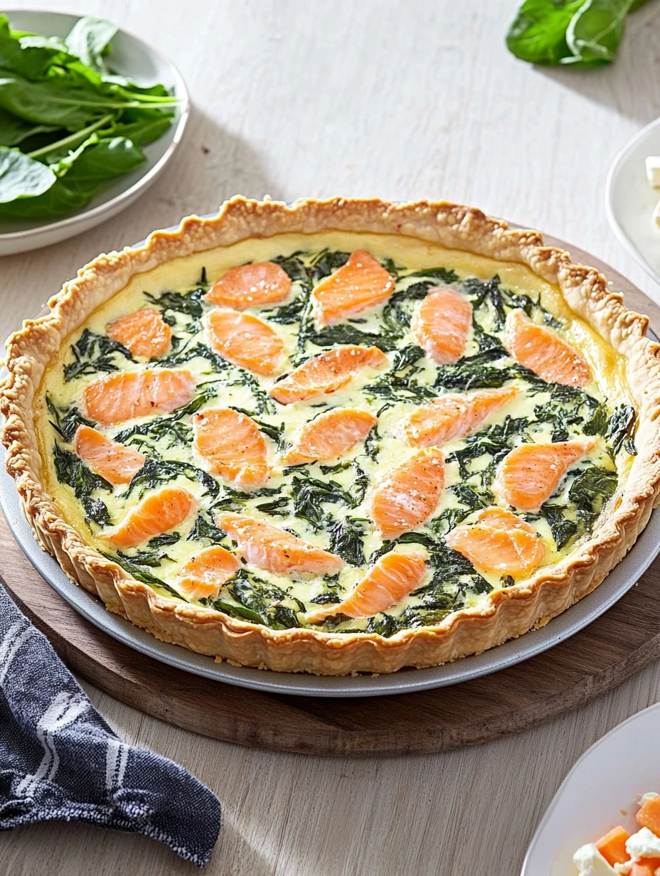 Quiche épinard saumon et chèvre facile