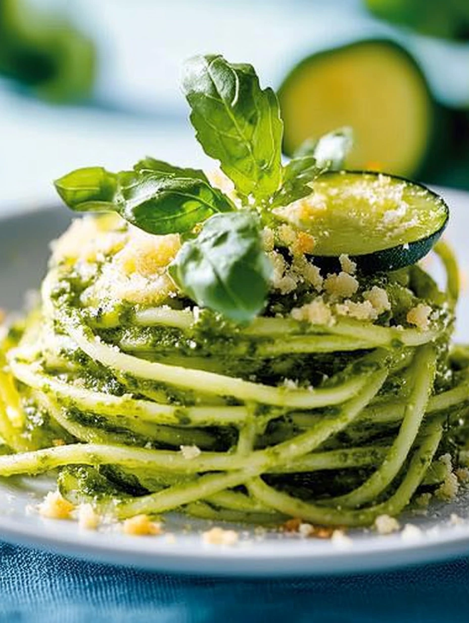 Spaghettis pesto et courgettes