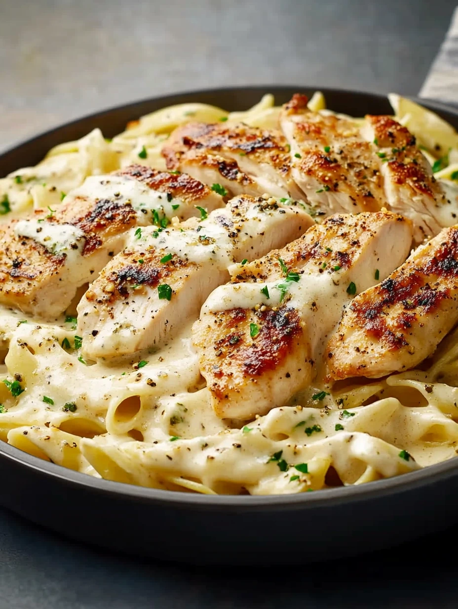 Pâtes au poulet à la sauce Alfredo facile