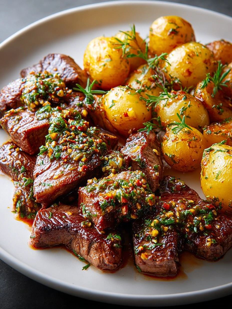 Boeuf sauté et pommes de terre rôties