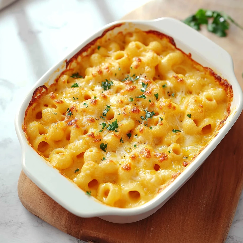 Un plat de macaronis au fromage servi dans un bol rustique.