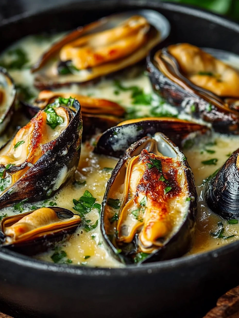 Une cassolette de moules et crème comté.