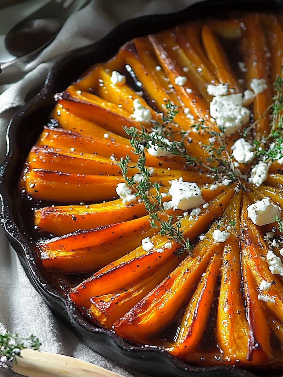 Une tarte tatin aux carottes feta est servie dans un bol en fonte.