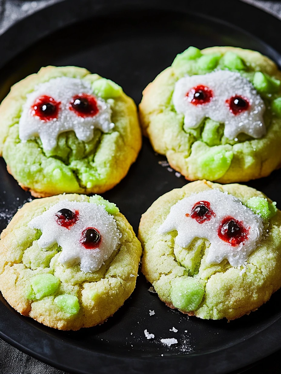 Des biscuits effrayants avec des noix de coco et du citron vert.