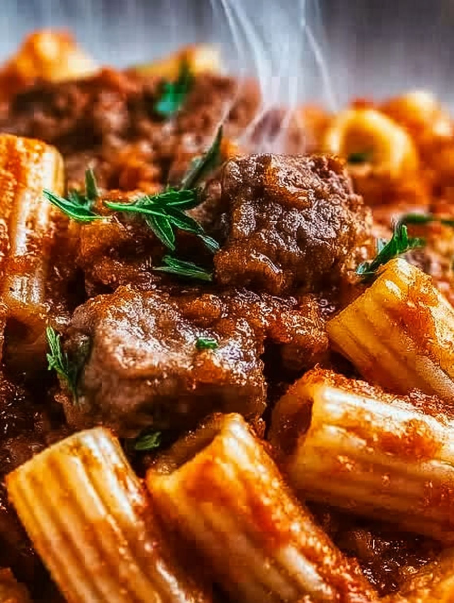 A close up of a plate of pasta with meat sauce.