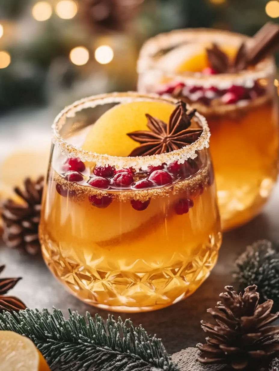 A glass of fruit with a slice of orange on top.