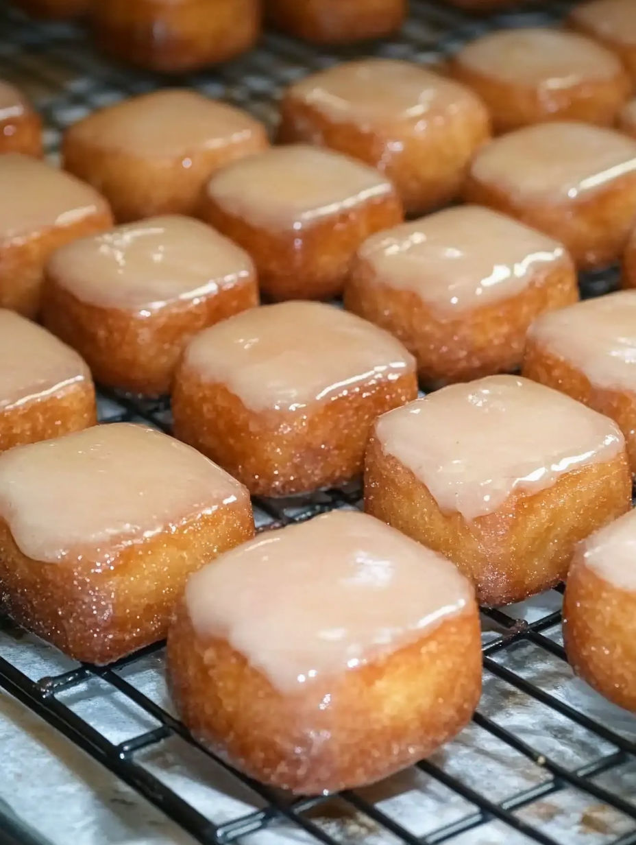 A tray of glazed donuts.
