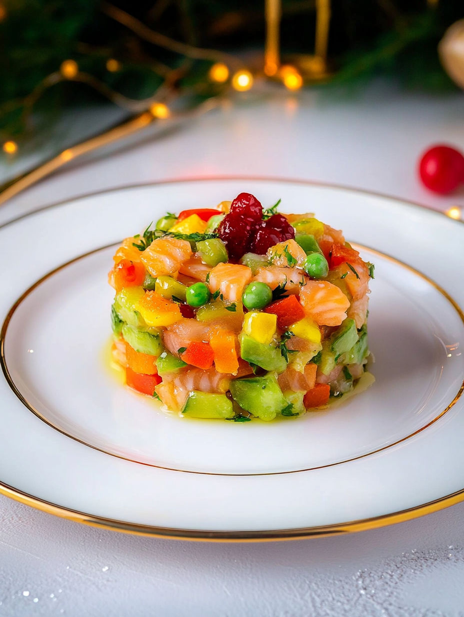 A plate of food with a salad on top.