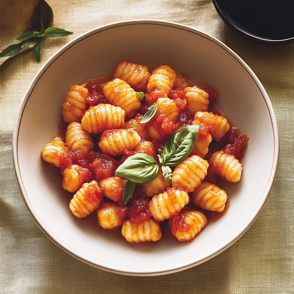 A bowl of gnocchis de pommes de terre.