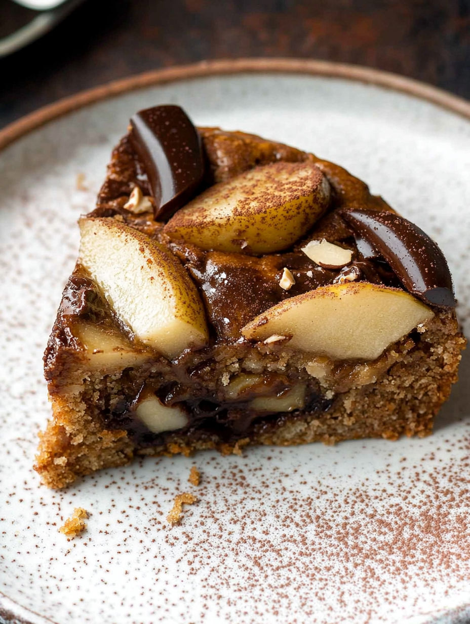 A slice of chocolate and apple pie.