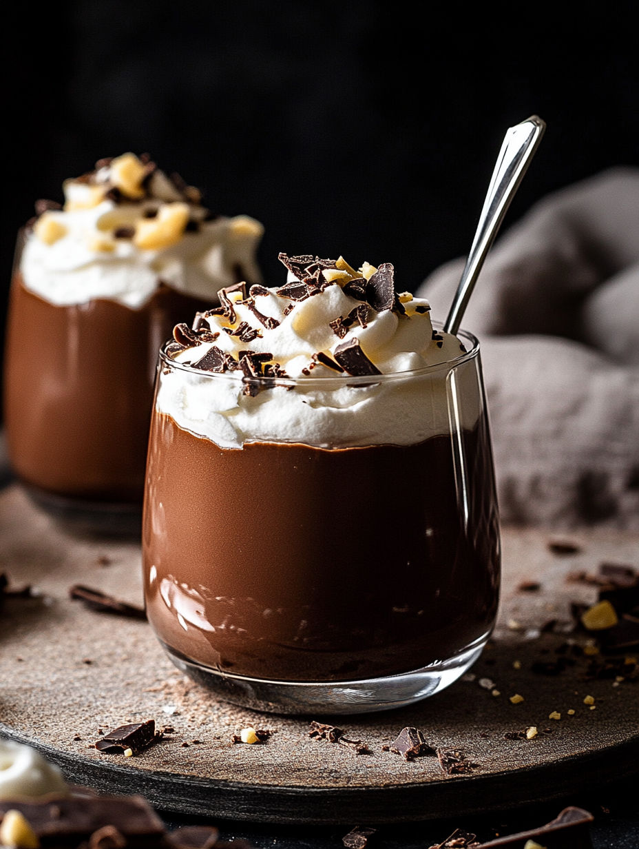 A glass of chocolate liégeois facile.