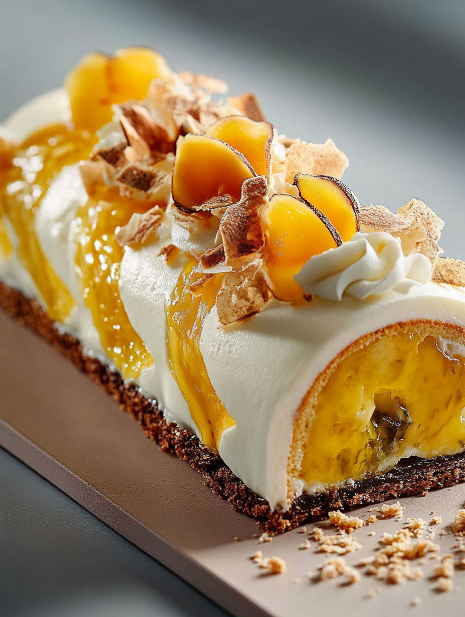 A slice of cake with a yellow filling.