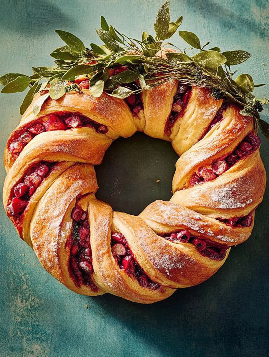 A pastry with a green leaf on top.