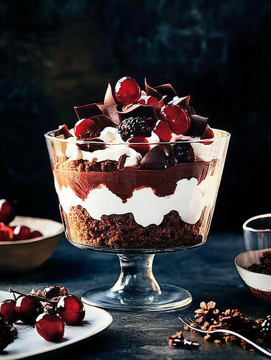 A glass bowl filled with a dessert.