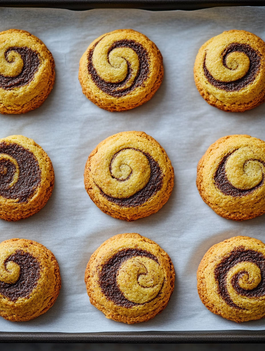 A close up of a pastry with a swirl pattern.