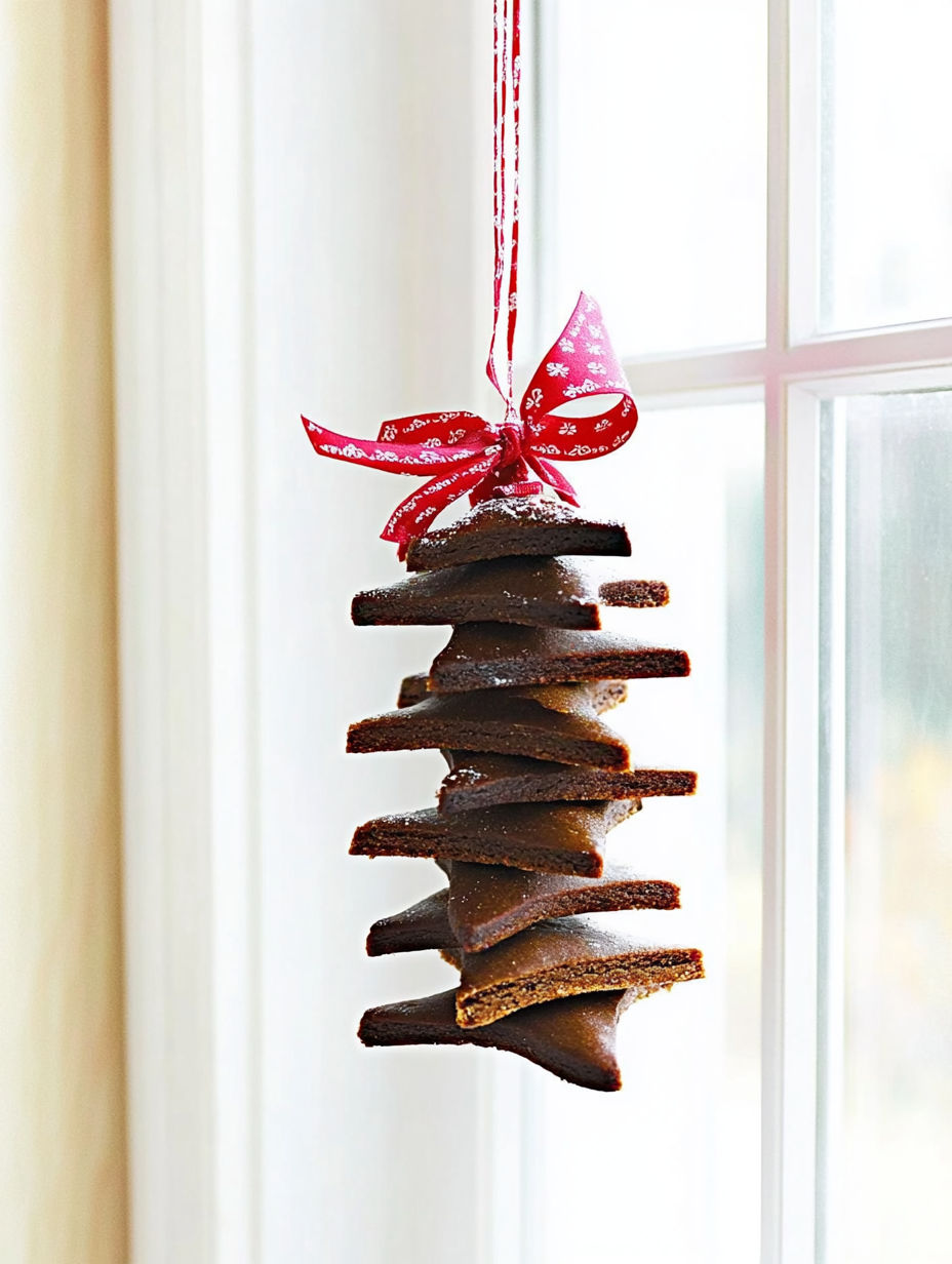 A biscuit tree hanging from a window.