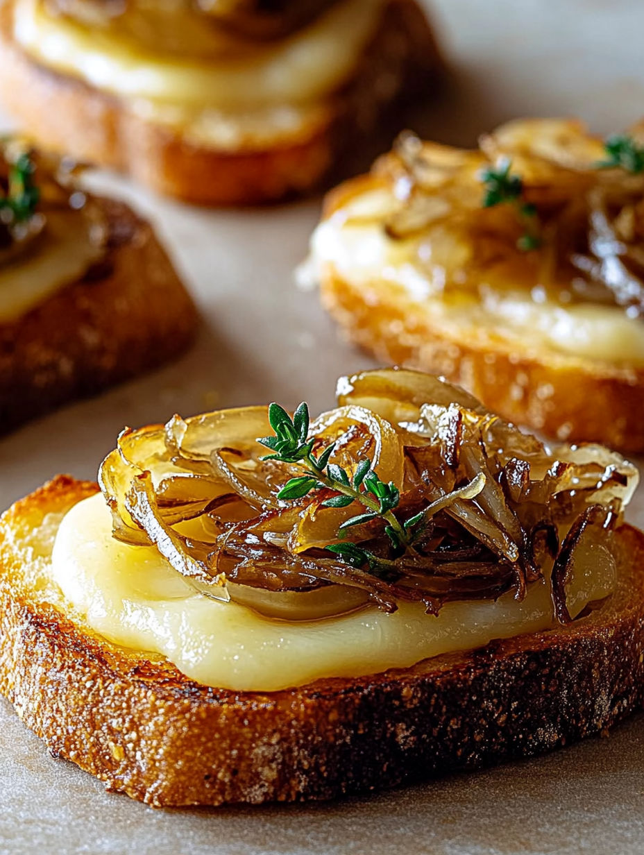 A slice of bread with cheese and onions.