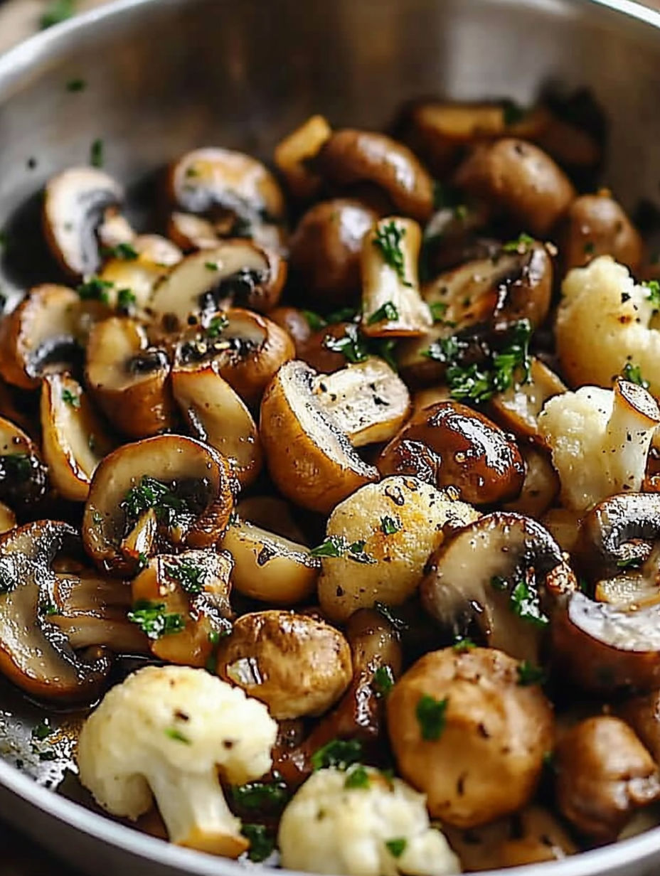 Champignons à l'ail poêlés.