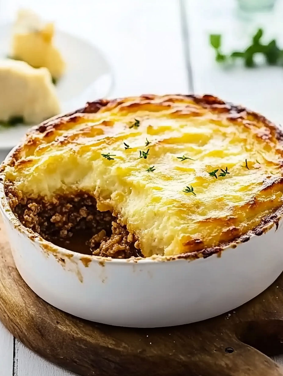 A white bowl with a casserole dish in it.