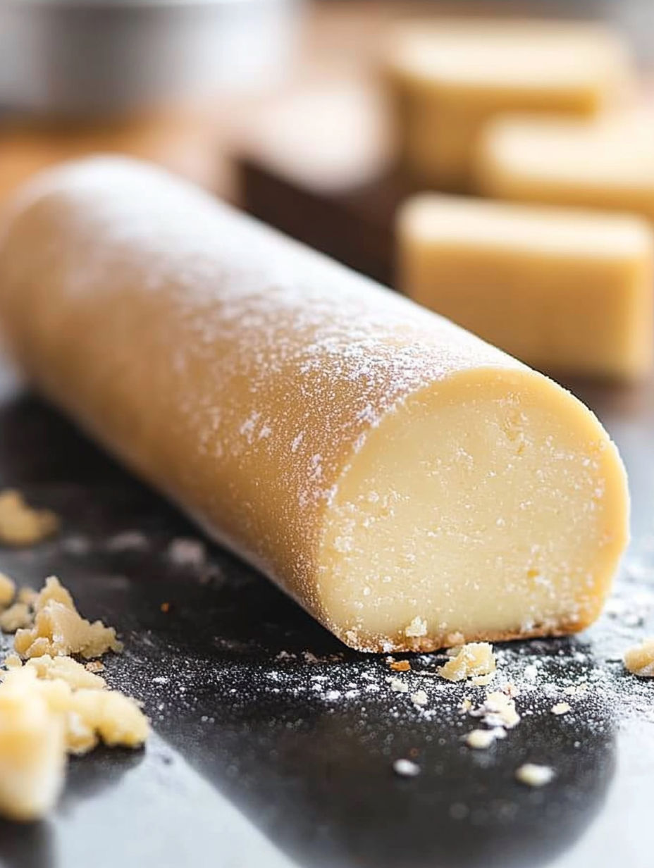 A piece of cheese on a table.