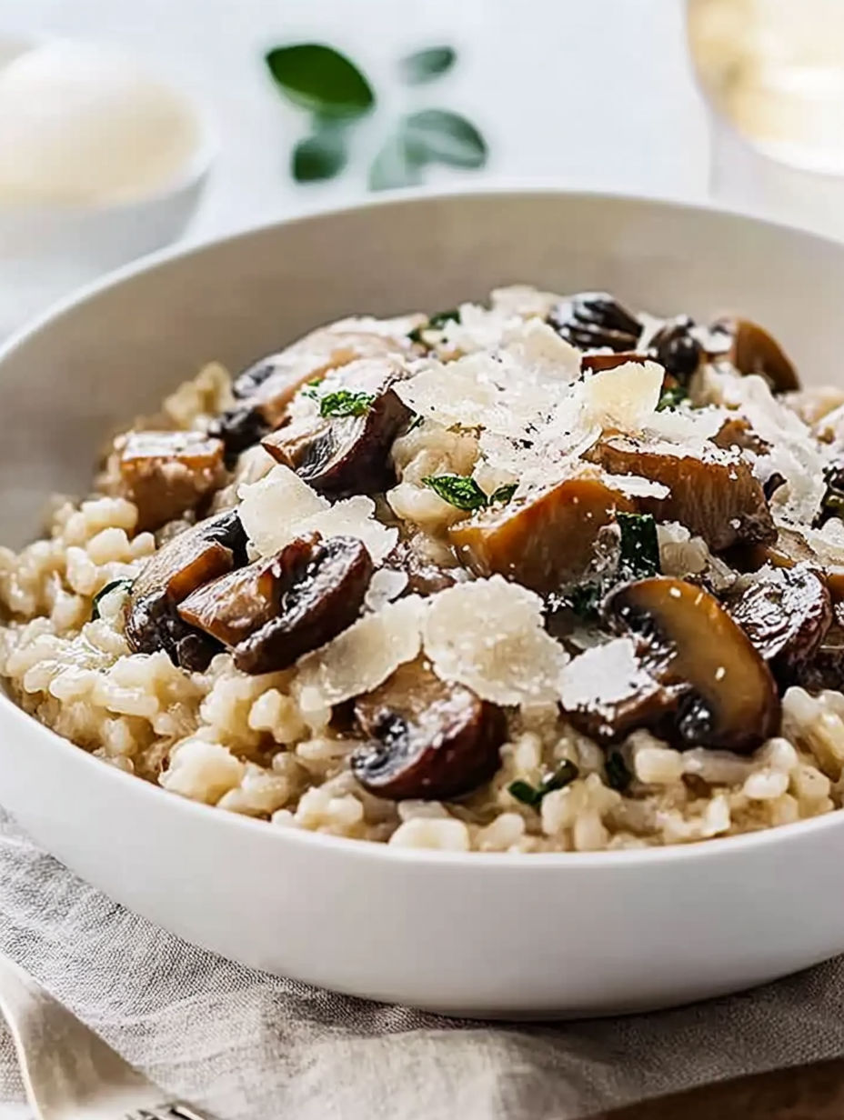 A bowl of mushrooms and rice.