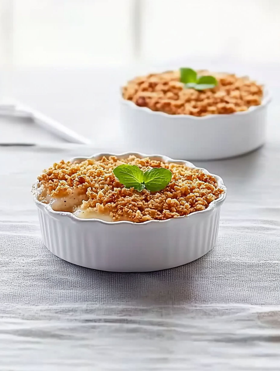 A white bowl with a green leaf on top.