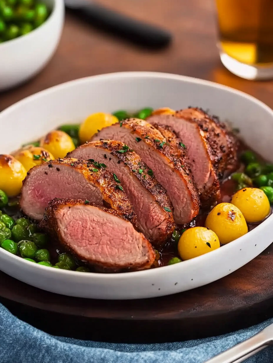 A plate of food with meat and vegetables.