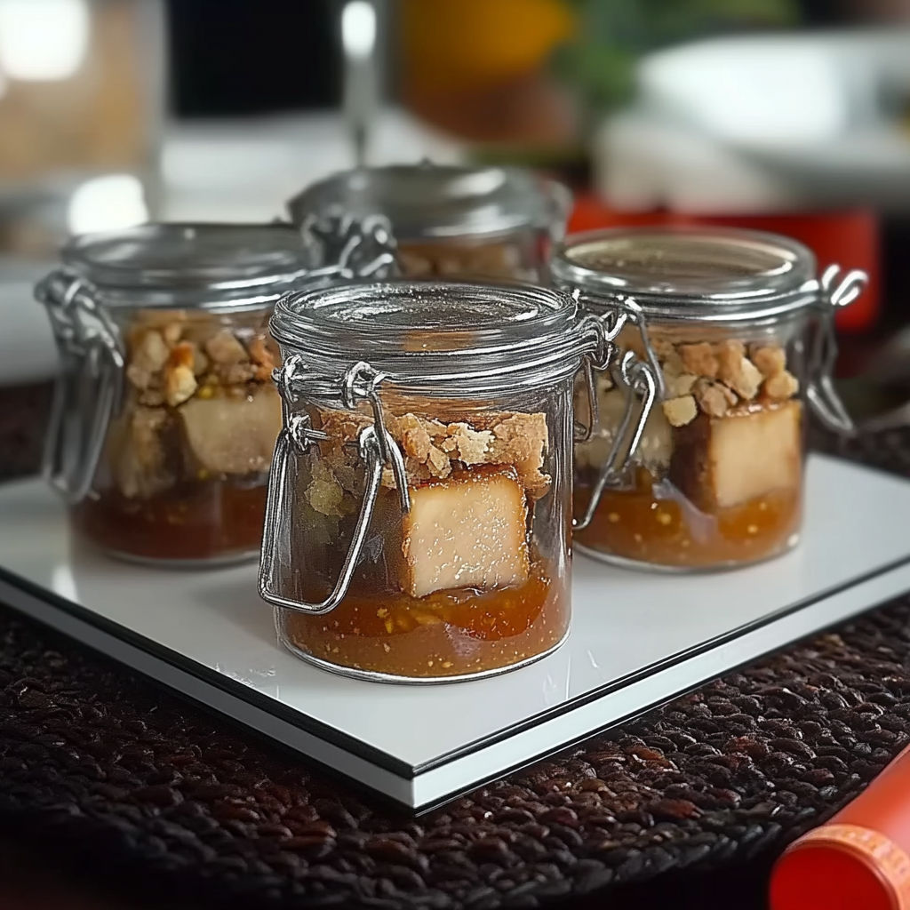Three jars of figs and foie gras.