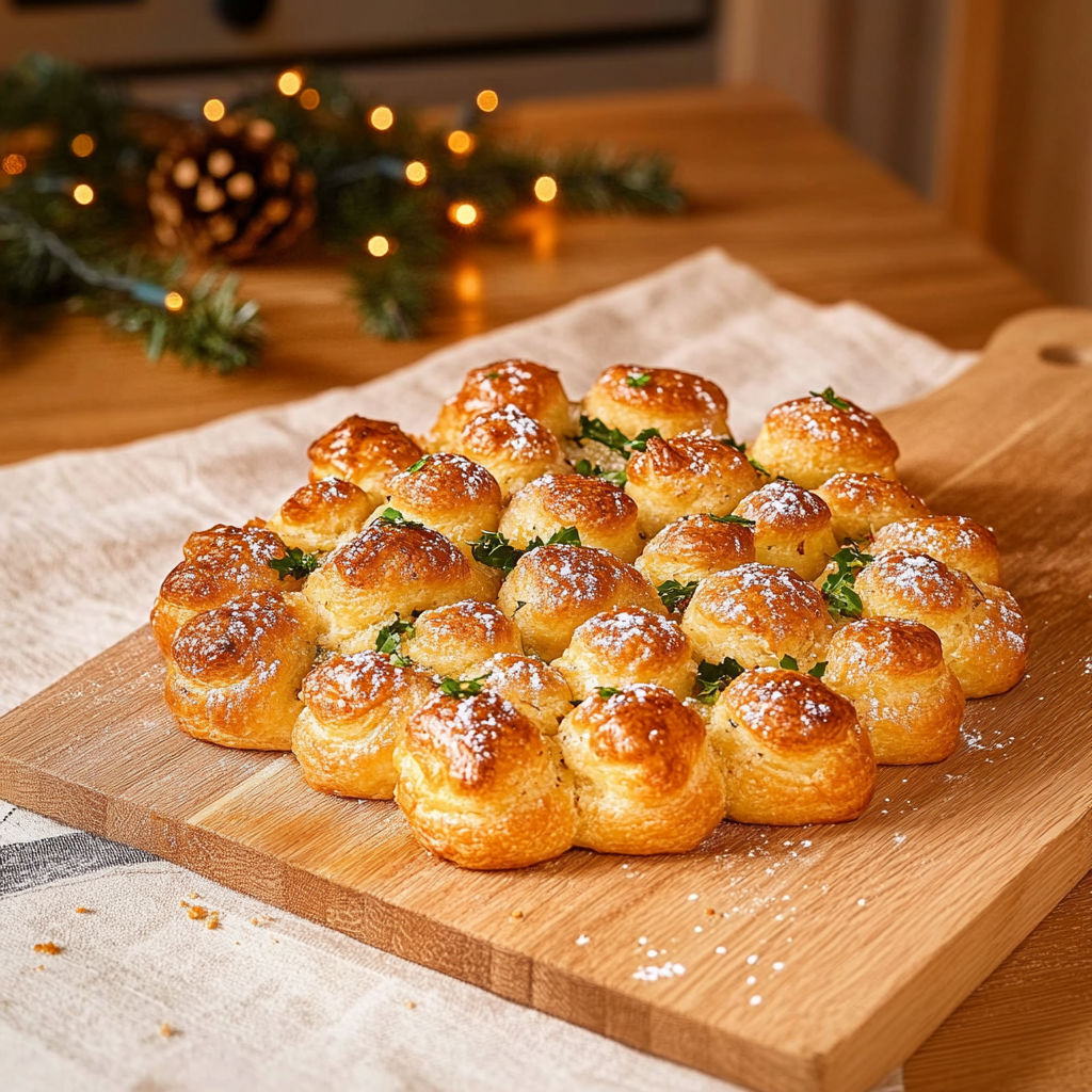 A plate of gougères de Noël.