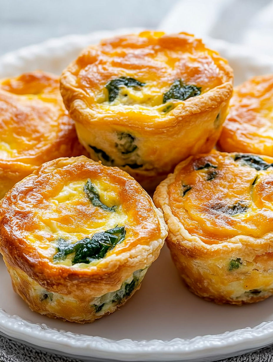 A plate of four small quiches.