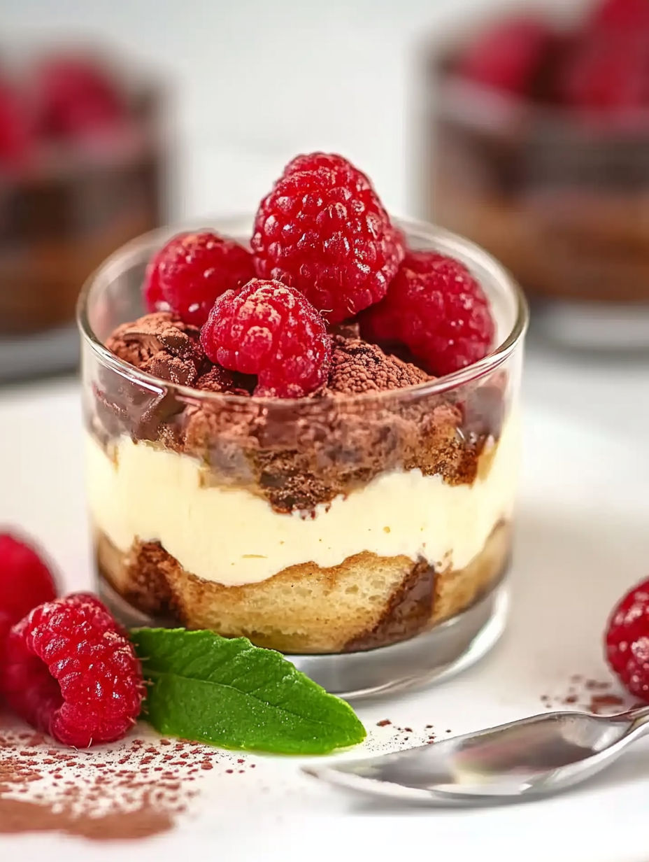 A dessert with chocolate and raspberries.