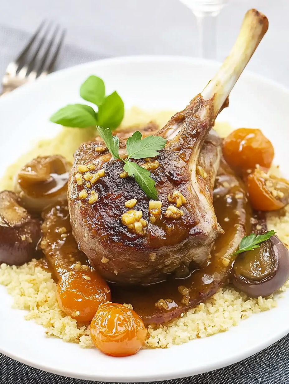 A plate of food with a roast and vegetables.
