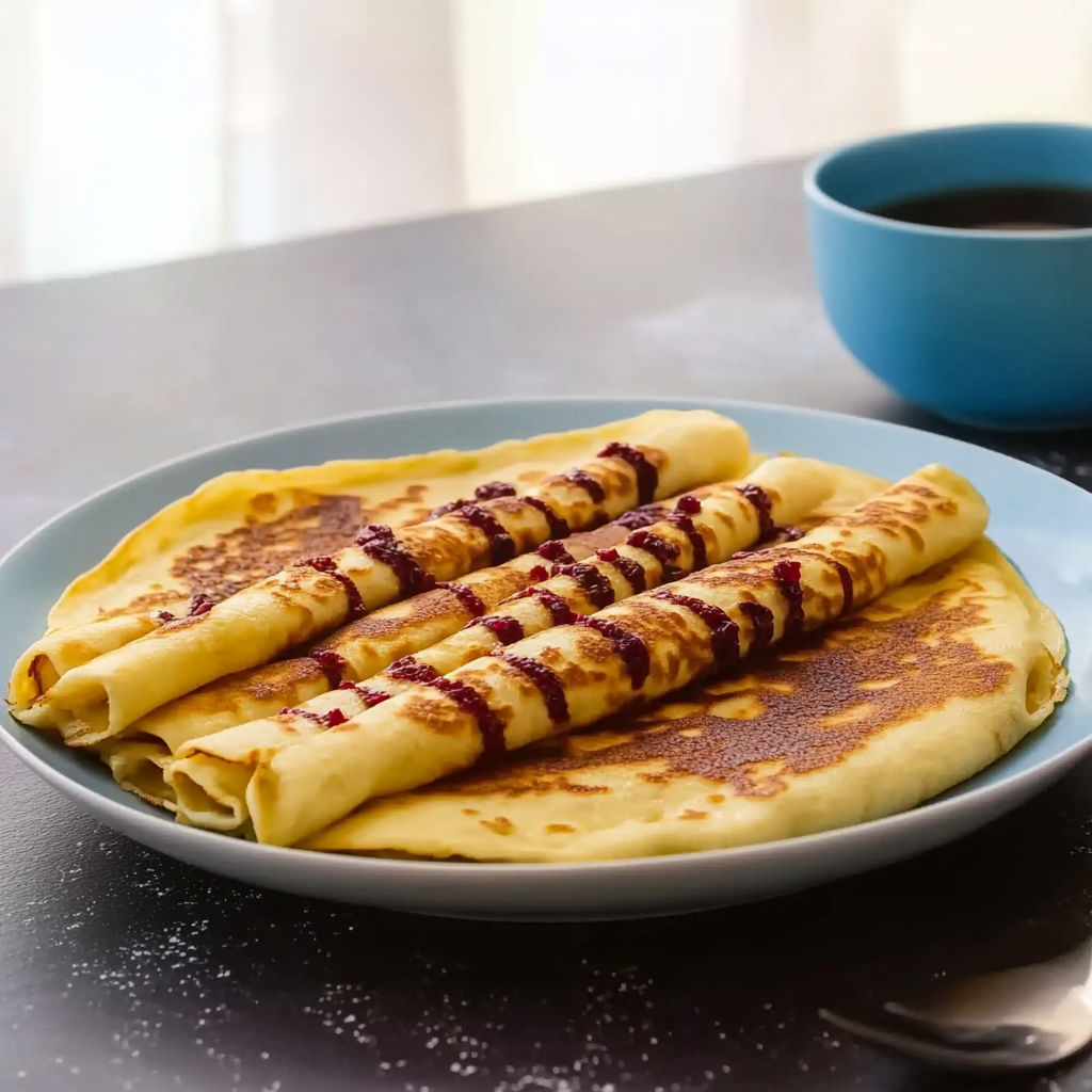 A plate of crêpes with no butter.