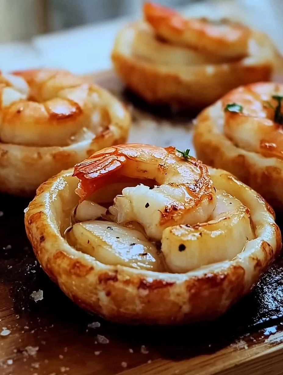 A close up of a shrimp in a pastry.