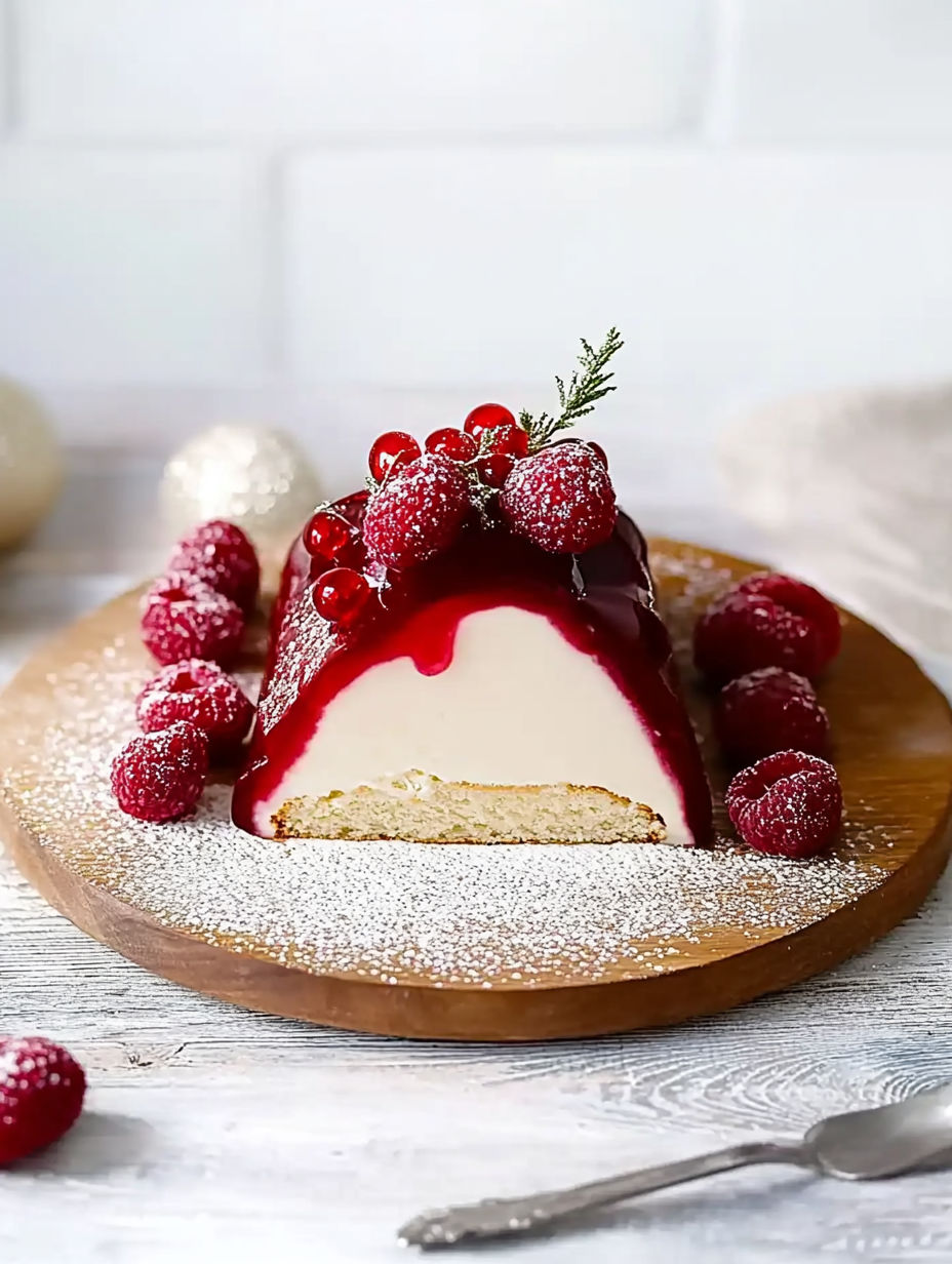 A slice of cake with berries on top.