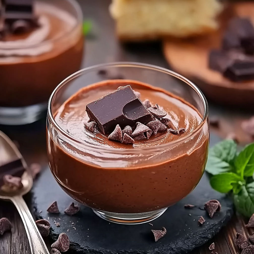 A glass of mousse au chocolat.