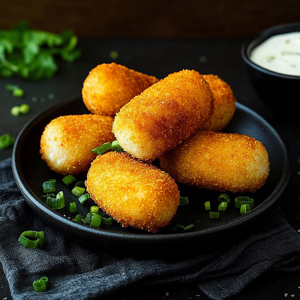A plate of croquettes simples au four.