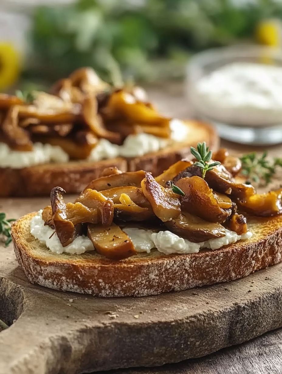 A slice of bread with mushrooms on top.
