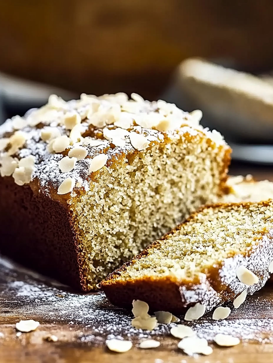 A slice of bread with almonds on top.