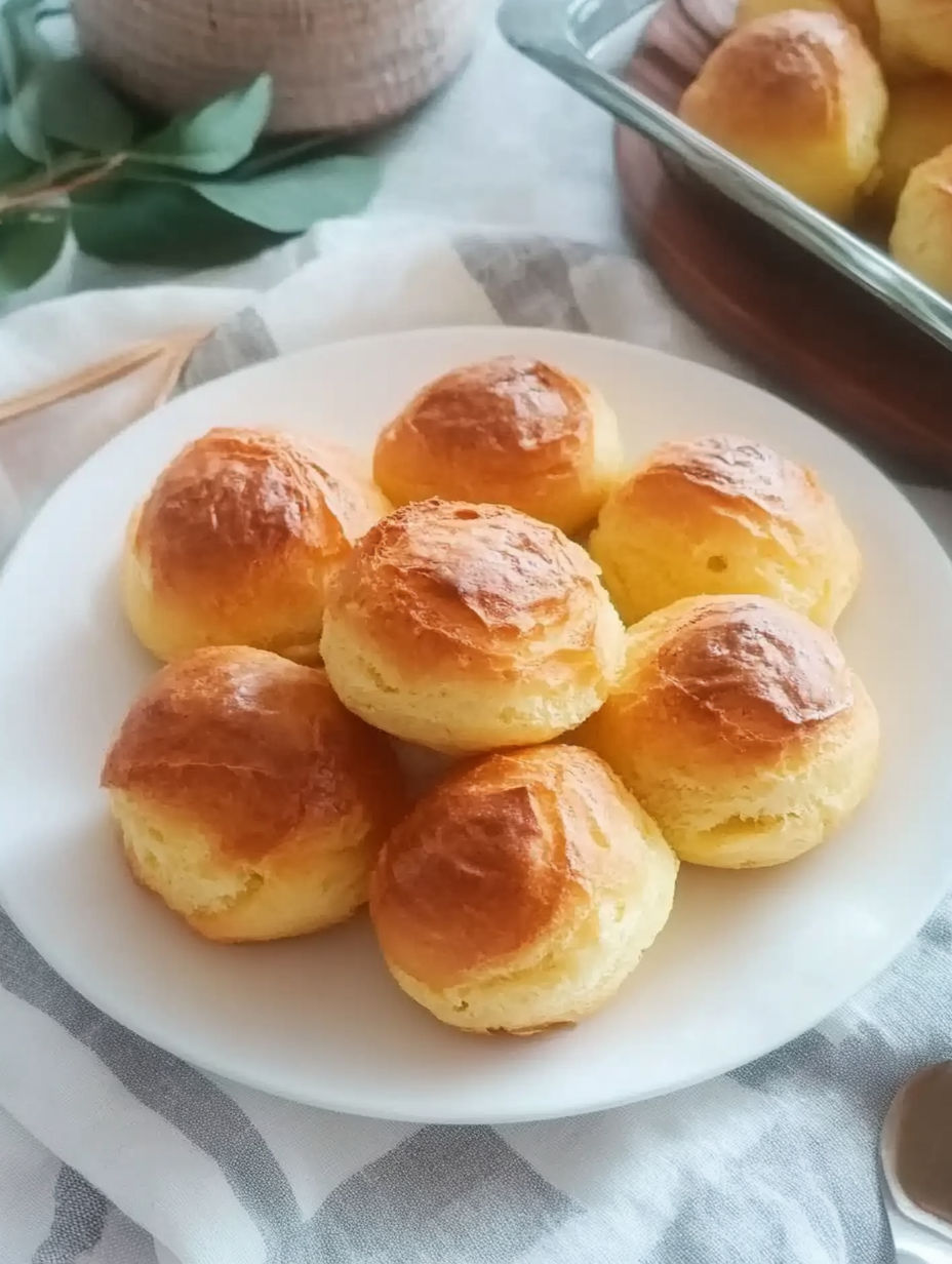 A white plate with a dozen golden brown rolls.