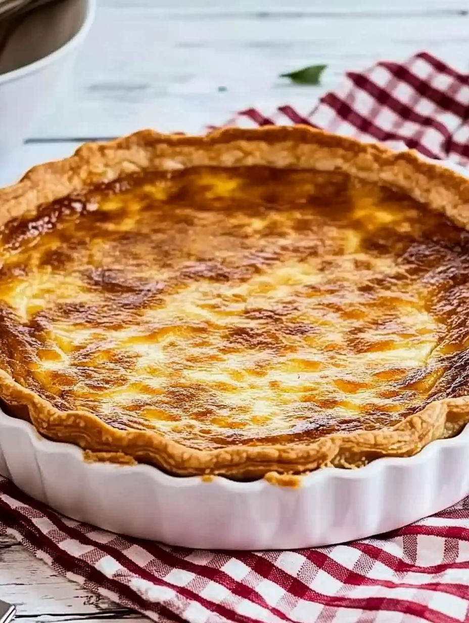 A pie with a golden crust.