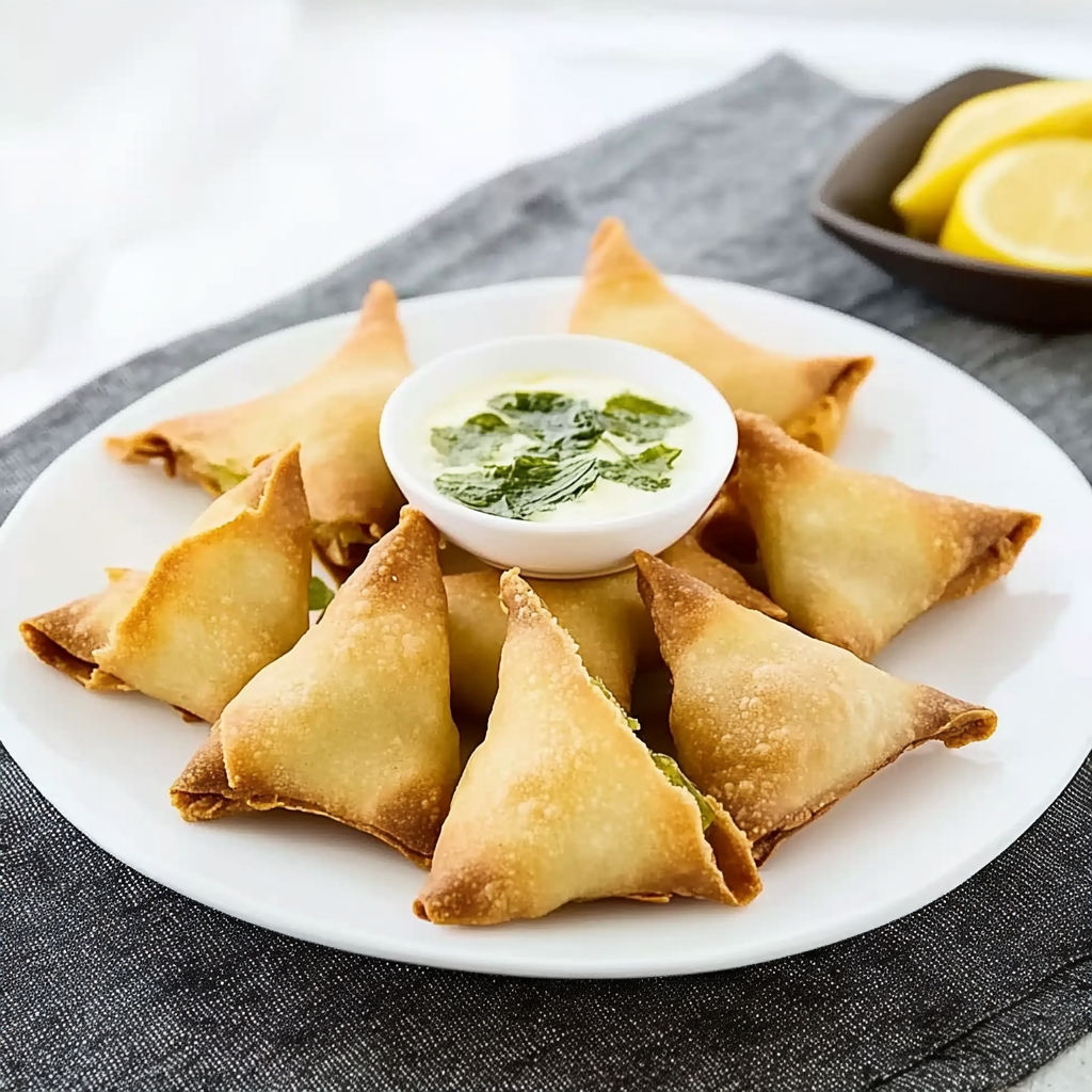 A plate of samoussas de dinde au citron.