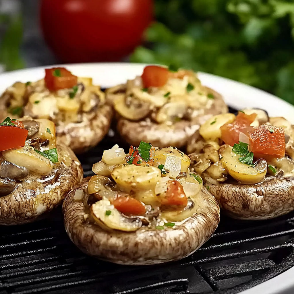 Mushrooms with tomatoes and herbs.
